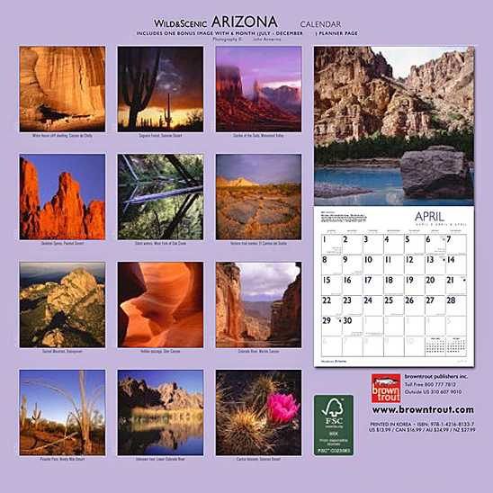 Wild & Scenic Arizona Calendar, John Annerino, National Parks