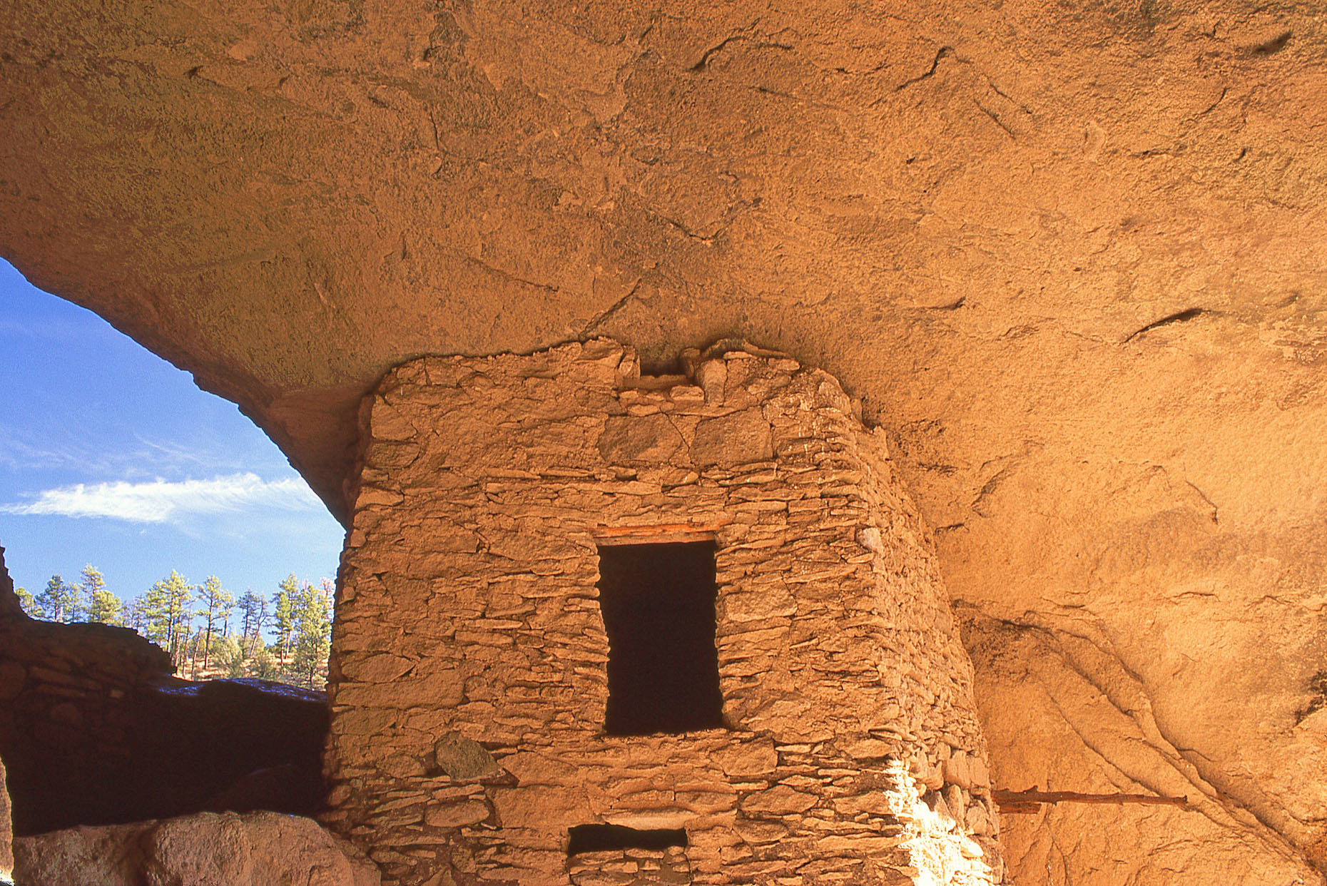 Food storage granary, John Annerino, Gila Cliff Dwellings National Monument, NM, Ancestral Mogollon 