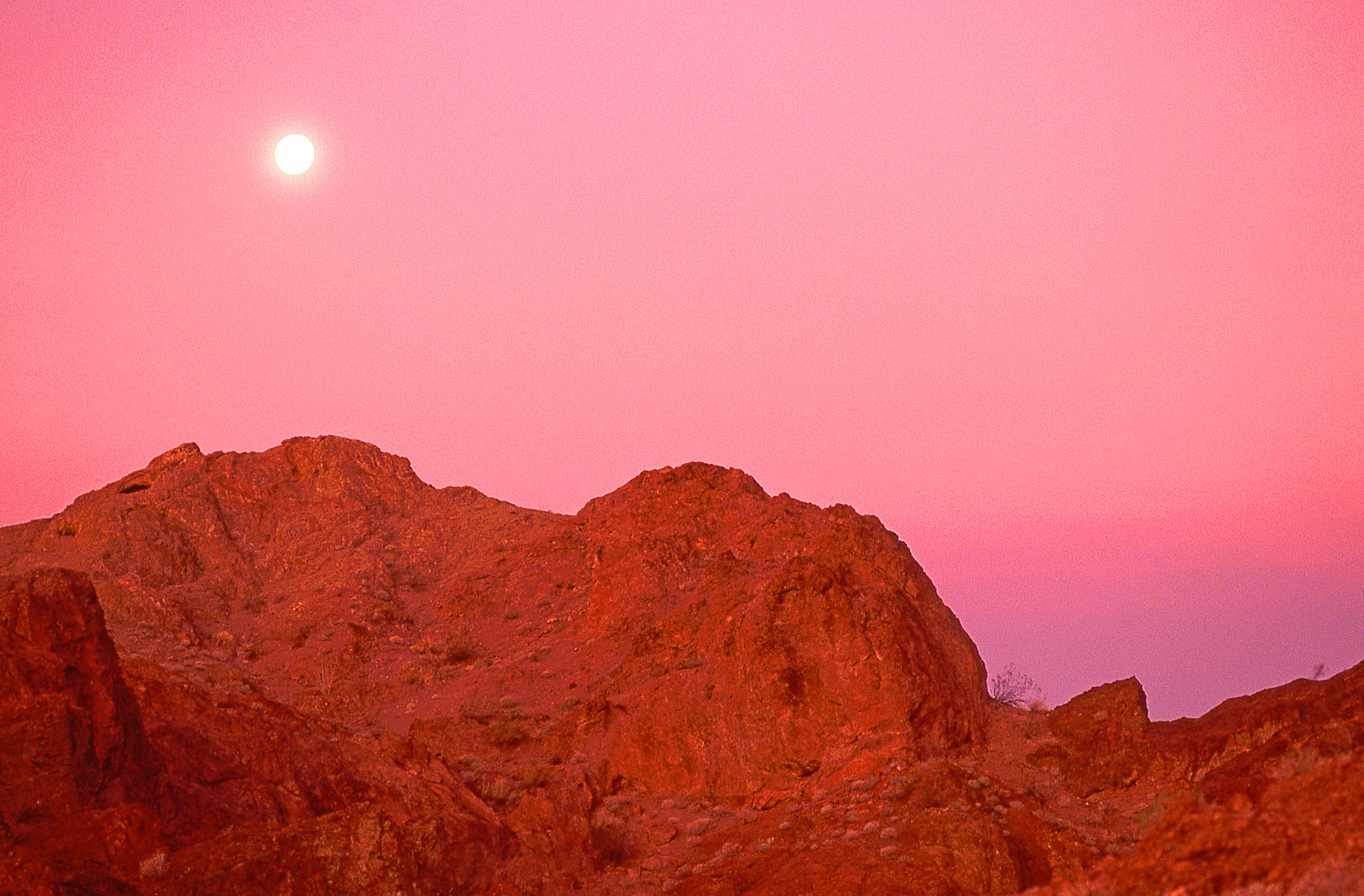 Sunset moon glow, Chemehuevi Mountains Wilderness, John Annerino, Mojave Desert, CA