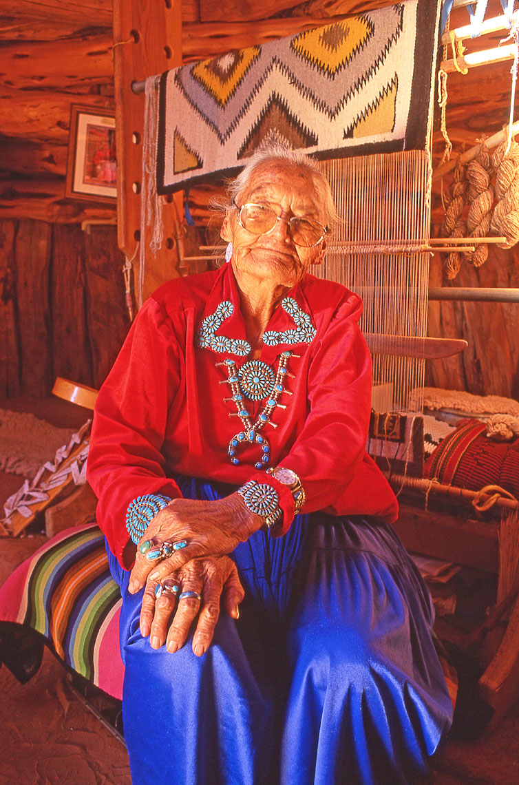 Navajo weaver Suzie Yazzie, John Annerino, Native American traditions, hogan, Rain God Mesa, Monument Valley Navajo Tribal Park, Arizona-Utah